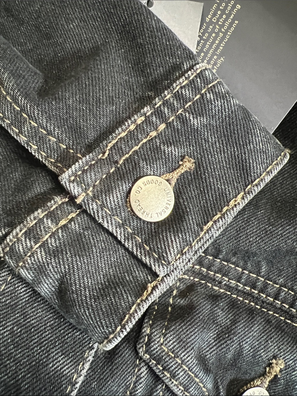 Universal Thread Denim Jacket Black Jean Jacket Classic Style Washed Black - Picture 9 of 11